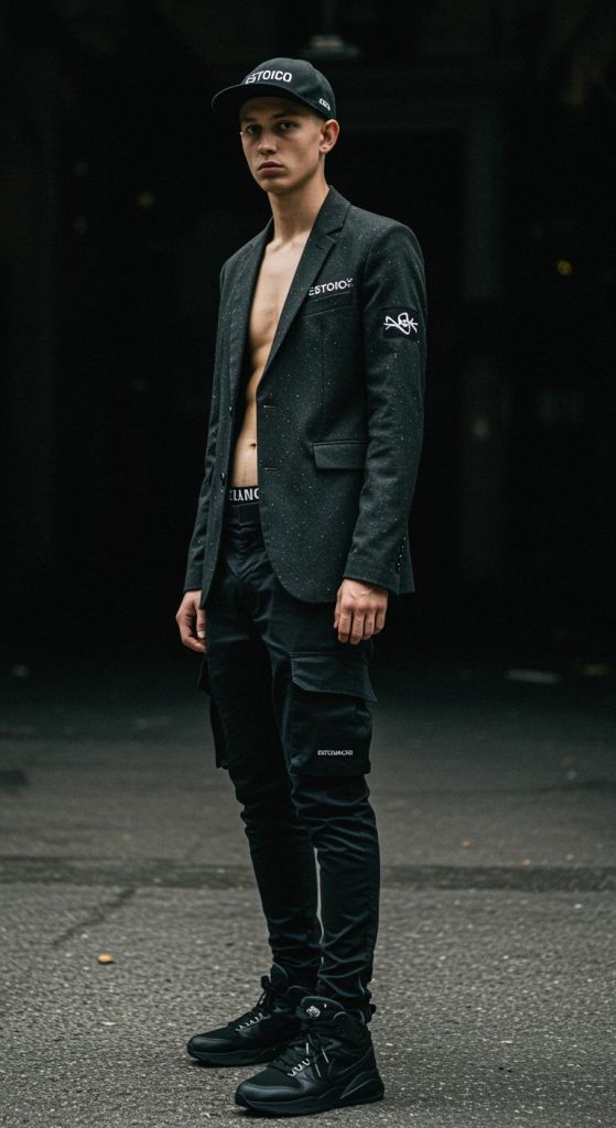 Estoico model in hooded silhouette